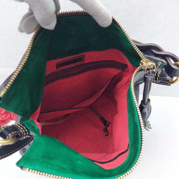 Dooney & Bourke Florentine Black Leather Tassel Zipper Closure Hobo Shoulder Bag - Picture 9 of 16